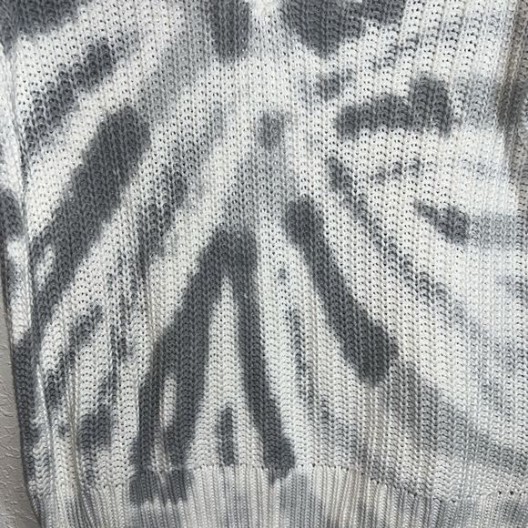 PINK Victorias Secret Gray White Knit V Neck Tie Dye Chunky Sweater Sz S - Picture 3 of 7